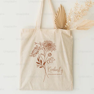 Personalised Birth Month Flower November Boho Rust Tote Bag