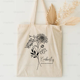 Personalised Birth Month Flower November Boho  Tote Bag