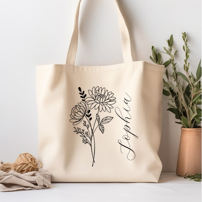 Personalised Birth Month Flower November Tote Bag (Creator Uploaded)