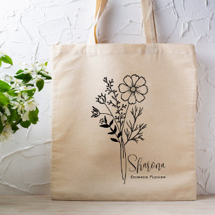 Personalised Birth Month Flower October Boho  Tote Bag
