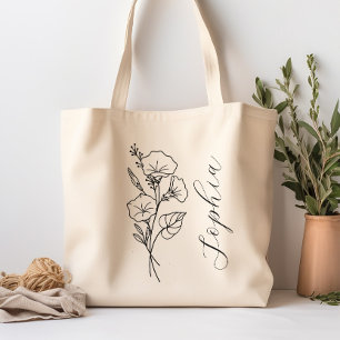 Personalised Birth Month Flower September Tote Bag