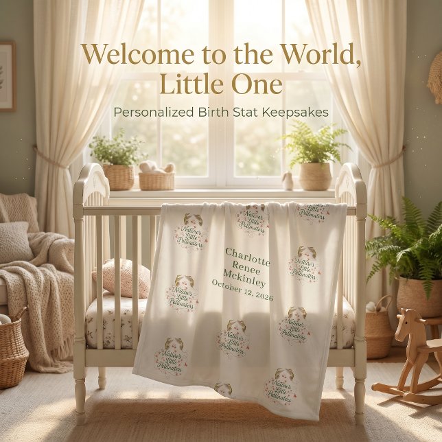 Personalised Birth stats Hummingbird Keepsake Fleece Blanket (Personalized Birth stats Hummingbird Keepsake Fleece Blanket)