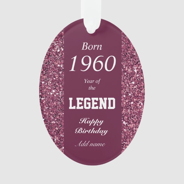Personalised birth year birthday ornament gift (Front)