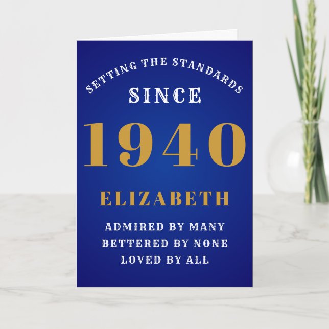 Personalised Birthday 1940 Add Name Blue Gold Card (Front)