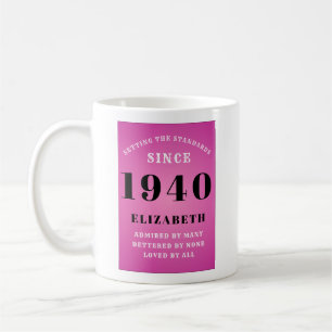 Personalised Birthday 1940 Pink Girly Add Name Coffee Mug