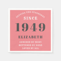 Personalised Birthday 1949 Pink Grey Elegant Chic
