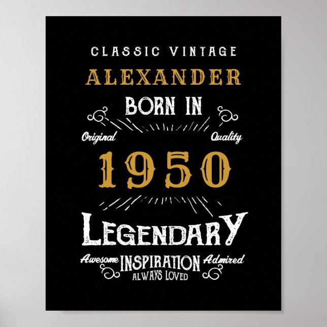Personalised Birthday 1950 Add Your Name Legendary Poster (Front)
