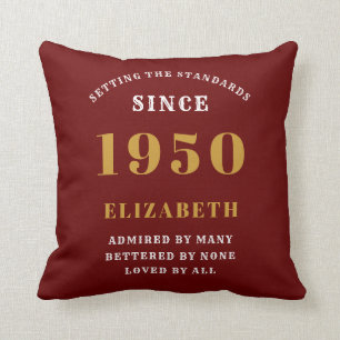 Personalised Birthday 1950 Add Your Name Red Cushion