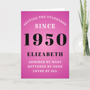 Personalised Birthday 1950 Girly Pink Chic Cute Card