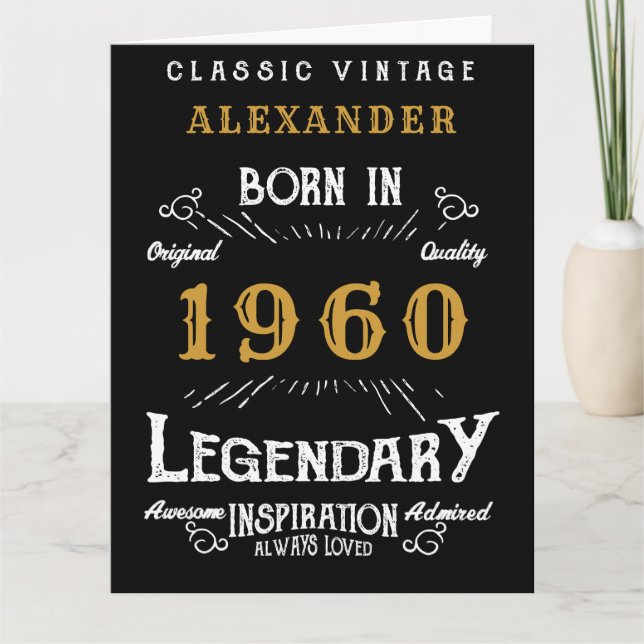 Personalised Birthday 1960 Add Name Legendary Big Card (Front)