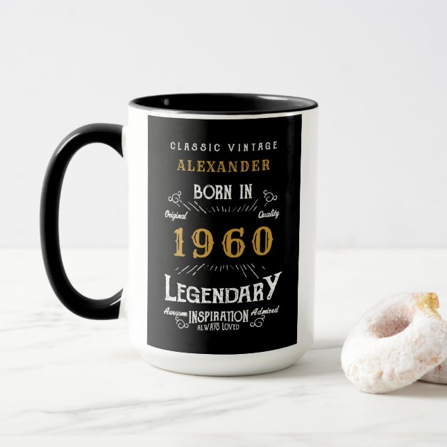 Personalised Birthday 1960 Add Name Legendary Big Mug (With Donut)