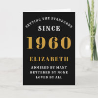 Personalised Birthday 1960 Add Your Name Black