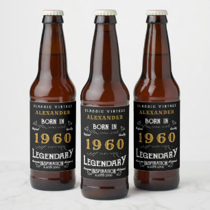 Personalised Birthday 1960 Add Your Name Legendary Beer Bottle Label