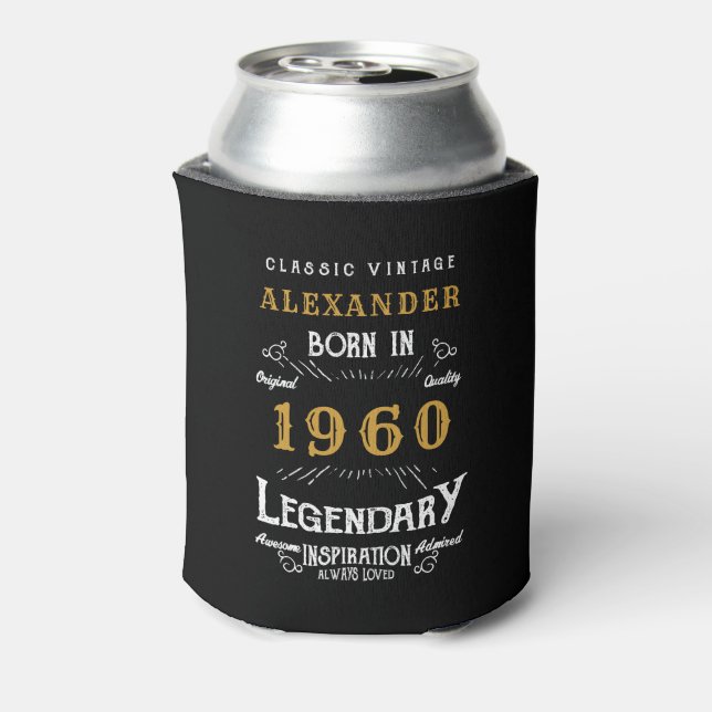 Personalised Birthday 1960 Add Your Name Legendary Can Cooler (Can Back)