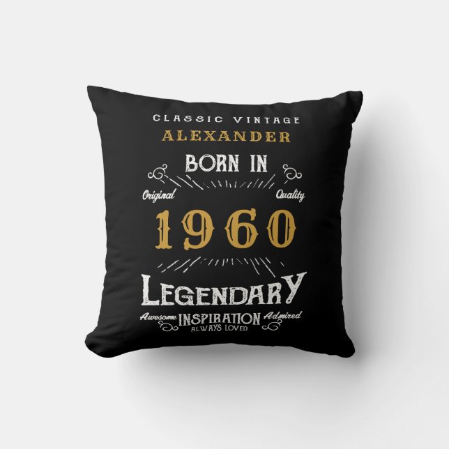 Personalised Birthday 1960 Add Your Name Legendary Cushion (Front)