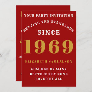 Personalised Birthday 1969  Create Your Own Red Invitation