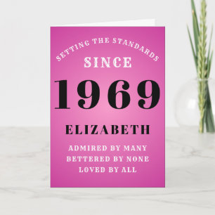 Personalised Birthday 1969 Pink Chic Add Your Name Card