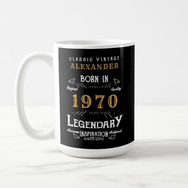 Personalised Birthday 1970 Add Your Name Legendary Coffee Mug (Left)