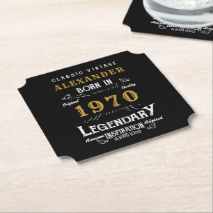 Personalised Birthday 1970 Add Your Name Legendary Paper Coaster