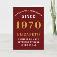 Personalised  Birthday 1970 Add Your Name Red