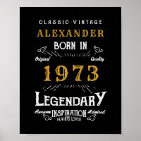 Personalised Birthday 1973 Add Your Name Legendary