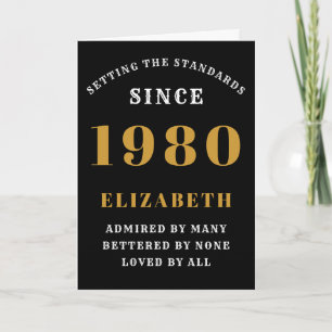 Personalised Birthday 1980 Add Your Name Black Card