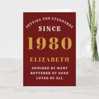 Personalised Birthday 1980 Add Your Name Red