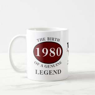 Personalised Birthday 1980 Monogram Add Your Name Coffee Mug
