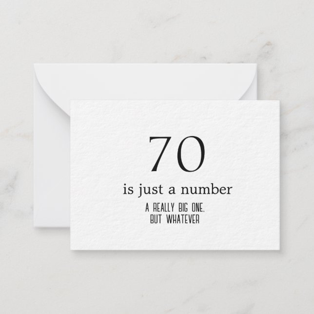 Personalised birthday, 70 is just a number card (Front)