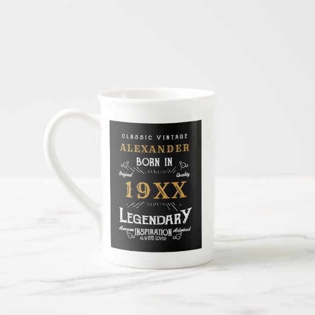 Personalised Birthday Add Name Legendary Father Bone China Mug (Left)