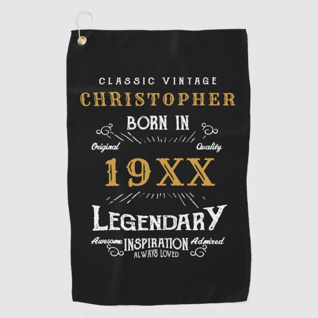 Personalised Birthday Add Name Legendary Father Golf Towel (Front)
