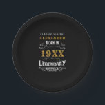 Personalised Birthday Add Name Legendary Father Paper Plate<br><div class="desc">Vintage design any year "Original Quality Legendary Inspiration" paper plates for that special dad. Add the name and year as desired in the template fields creating a unique 40th, 50th, 60th or any birthday celebration item. Team this up with the matching gifts, party accessories, and clothing available in our store...</div>