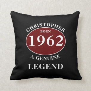 Personalised Birthday Add Name Year Born Black Cushion