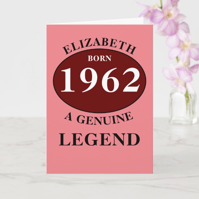 Personalised Birthday Add Name Year Born Monogram Card (Orchid)