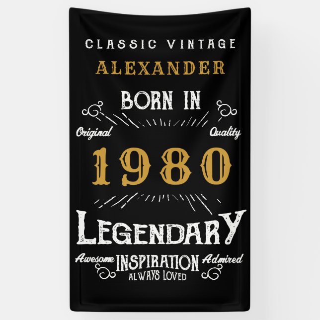 Personalised Birthday Add Your Name 1980 Legendary Banner (Vertical)