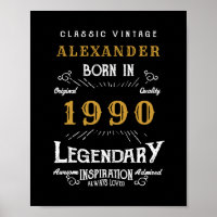 Personalised Birthday Add Your Name 1990 Legendary