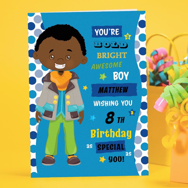 Personalised Birthday - African American Boy Card (Creator Uploaded)