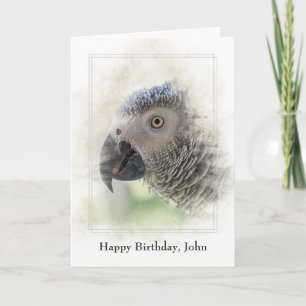 personalised birthday-African Grey Card