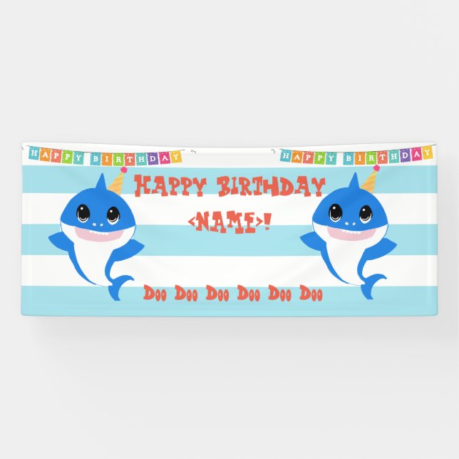Personalised Birthday Baby Shark Banner (Horizontal)