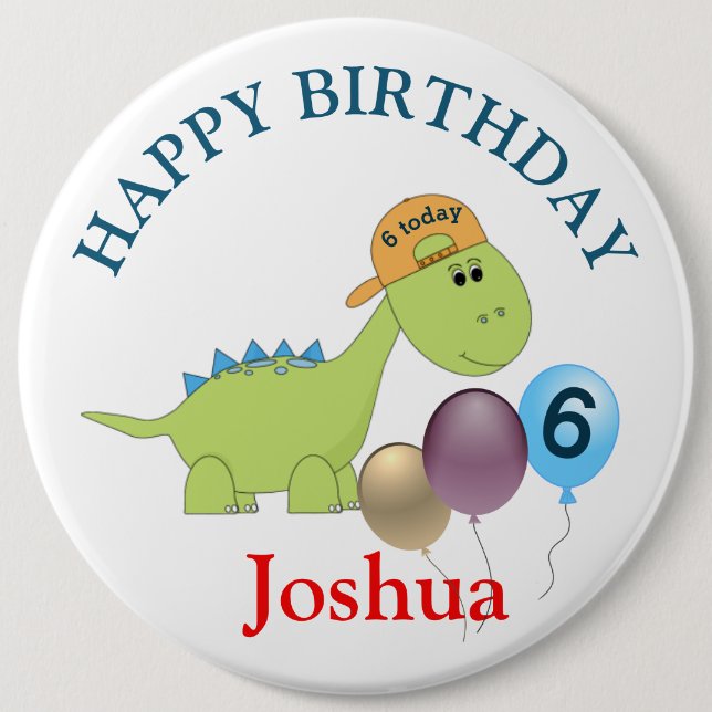 Personalised Birthday Badge - 6 Today (Front)