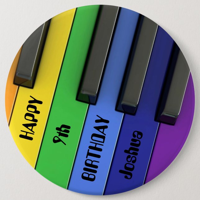 Personalised Birthday Badge - Birthday Piano (Front)
