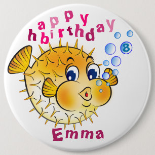 Personalised Birthday Badge - Puffer-Fish 8