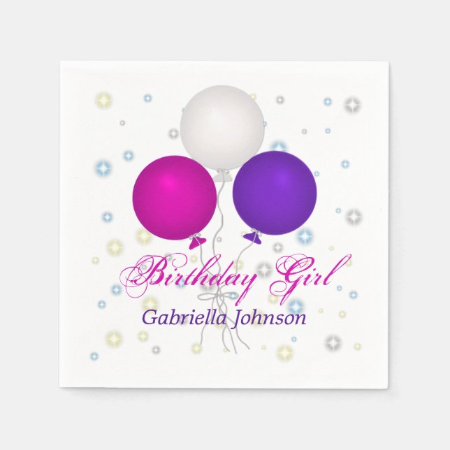 Personalised Birthday Balloons Napkins (Front)