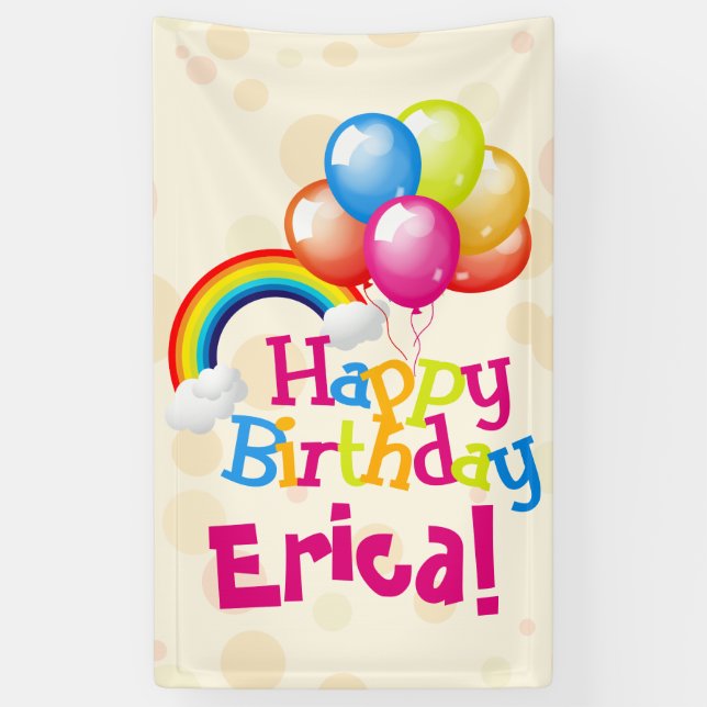 Personalised Birthday Balloons Rainbow Banner (Vertical)