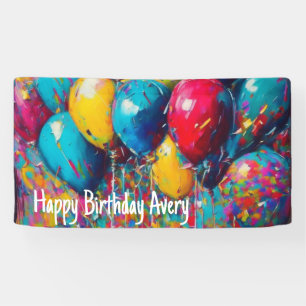 Personalised Birthday Banner   Colourful Balloons