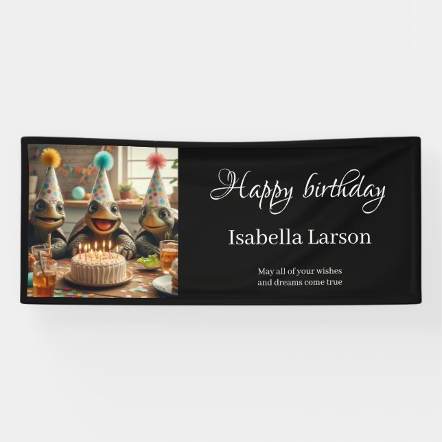 Personalised birthday banner with turtles (Horizontal)