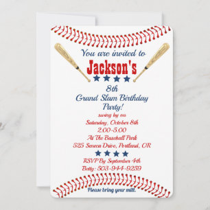 Personalised Birthday Baseball Theme Invitation