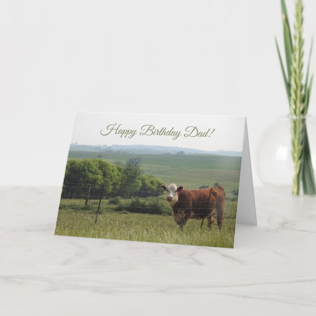 Personalised Birthday | Beautiful Cow and Scenery Card (Front)