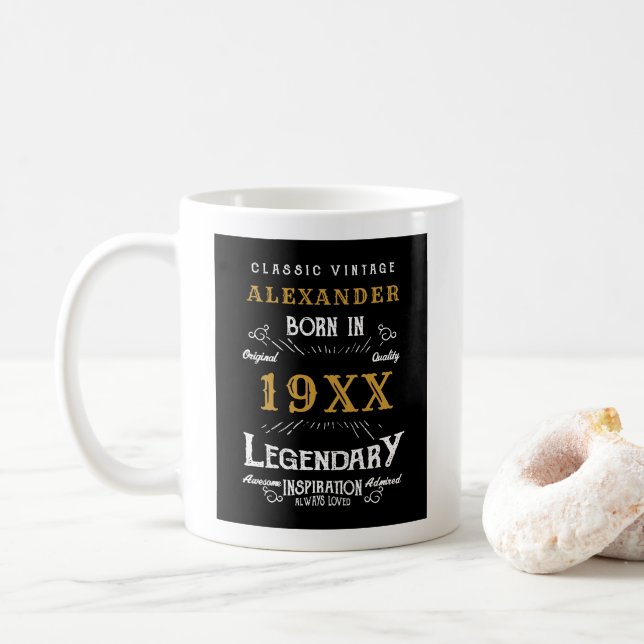 Personalised Birthday Best Dad Ever Legendary Gold Coffee Mug (With Donut)