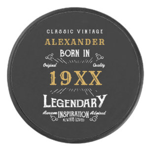 Personalised Birthday Best Dad Ever Legendary Gold Hockey Puck